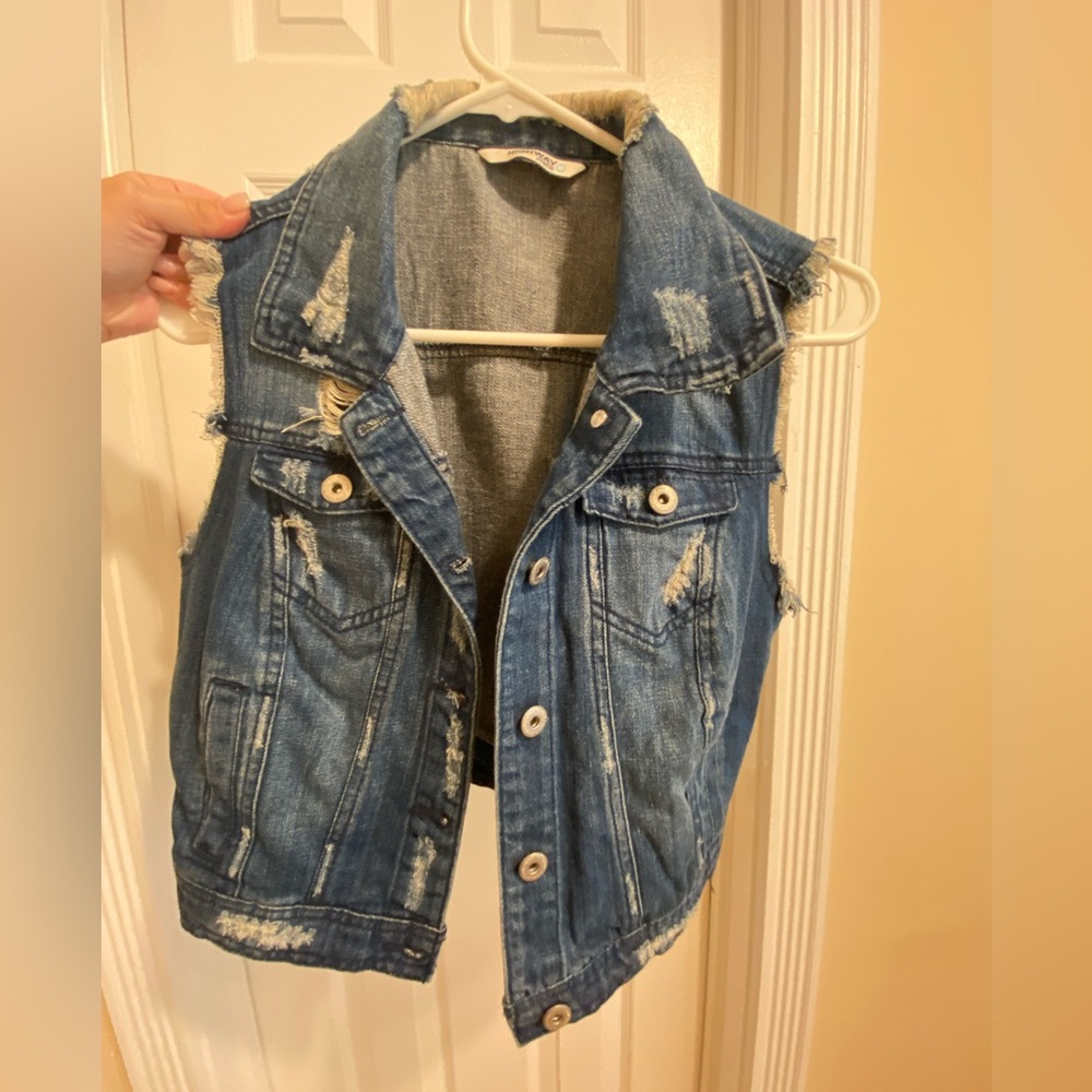 Distressed Denim Vest